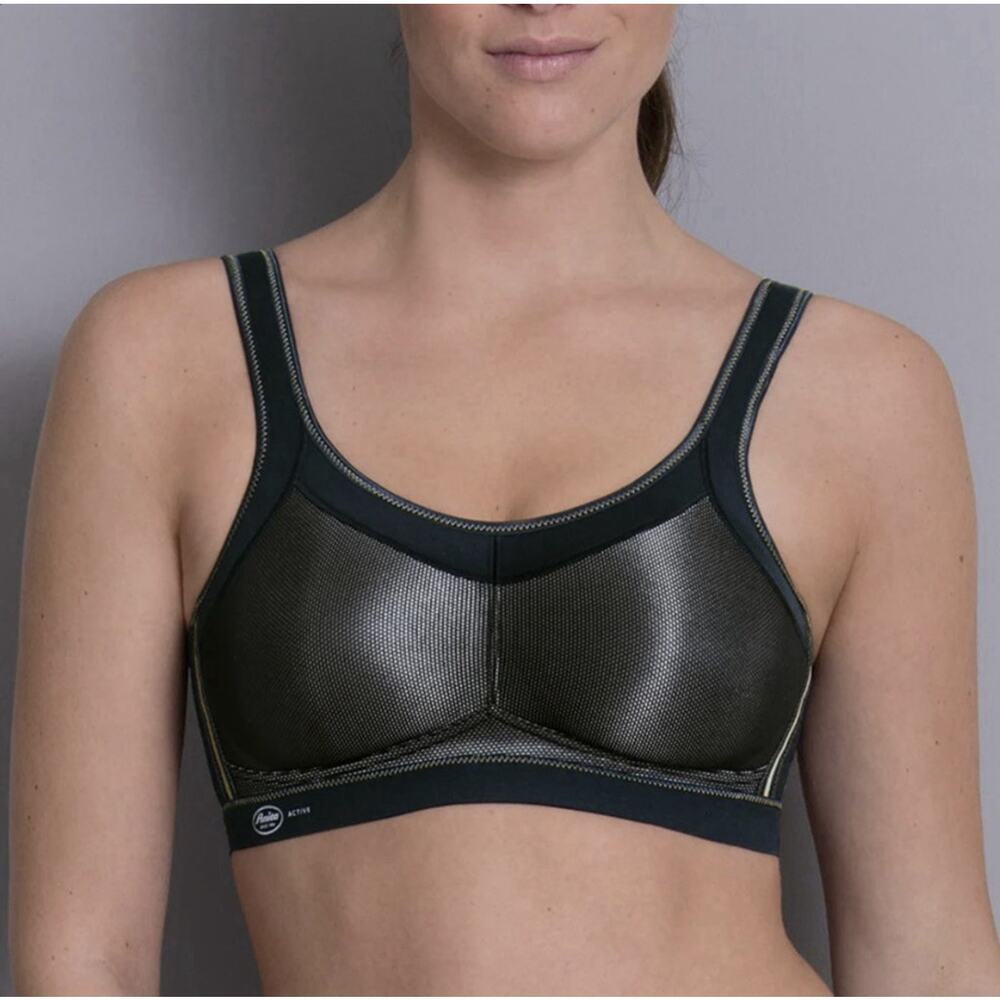 Momentum by ANITA 5529 - 30 E Black New in Box Air Control Sports Bra Charity